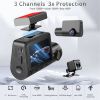 3 Channel Dash Cam 1080+1080+480P W/ 64G Card 24 Hour Parking Loop Recording