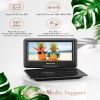 DBPOWER 11.5" Portable DVD Player; 5-Hour Built-in Rechargeable Battery; 9" Swivel Screen Region Free (Black)